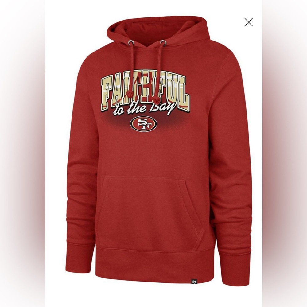 NWT Details ‘47 Brand Men's Scarlet San Francisco 49ers Headline Pullover Hoodie